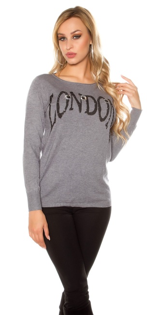 Trendy pulli LONDON with lace Grey